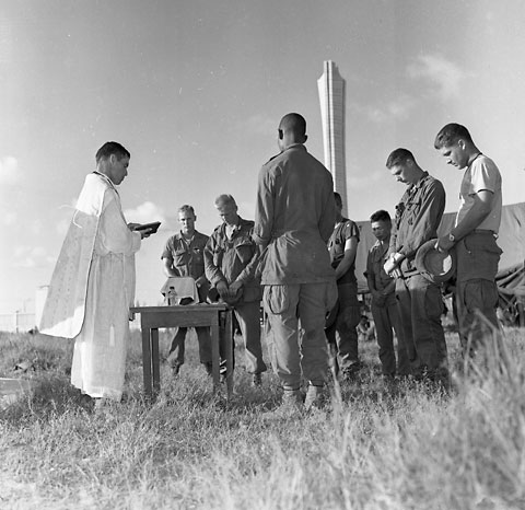 During Operation Colorado, Fr. Robert A. Flanagan conducts mass, Aug. 10, 1966. USMC Photo: Pfc. Mincemoyer
